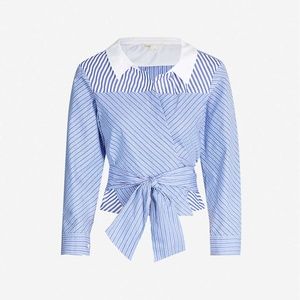 NWT Maje Striped Asymmetric Cotton Shirt - Size 1